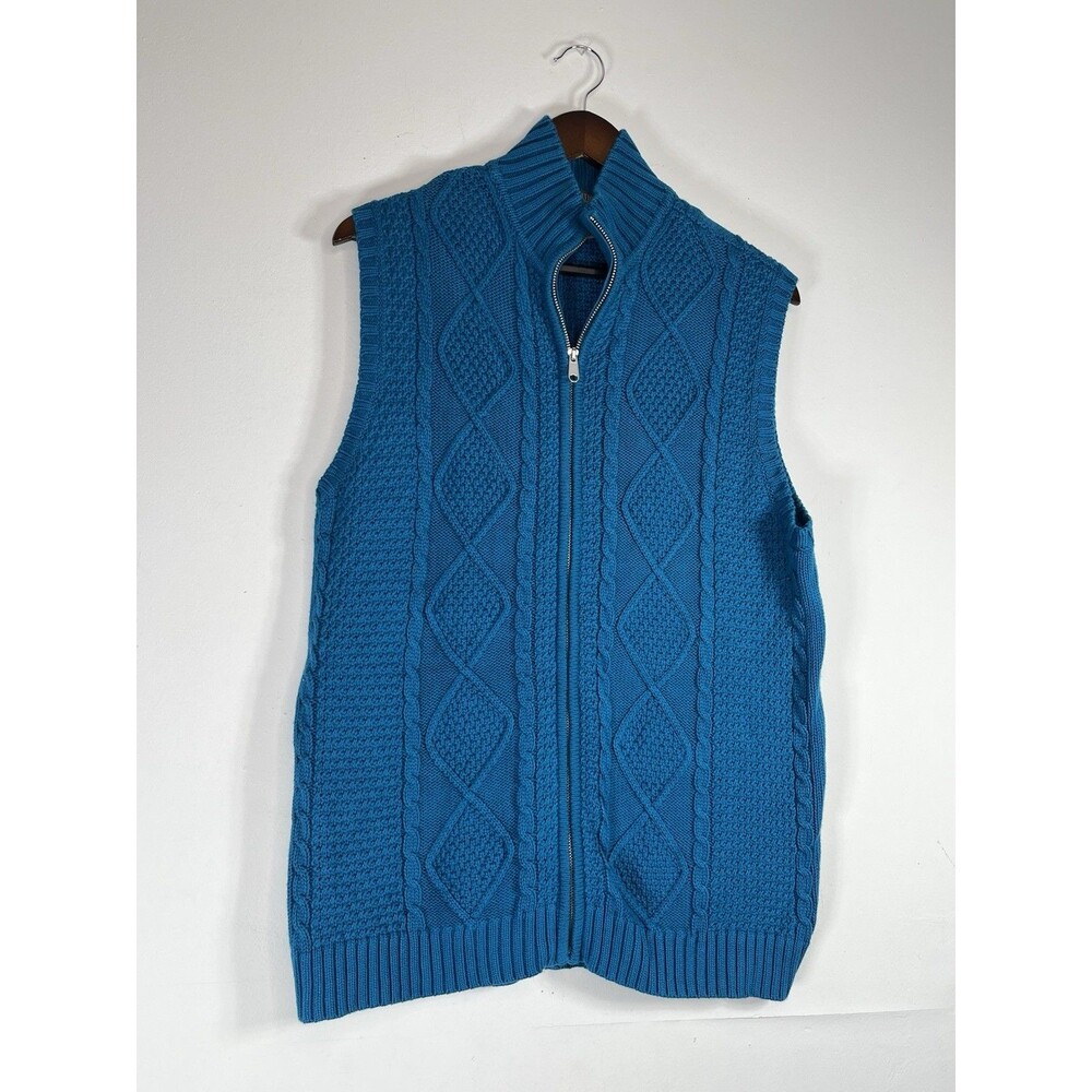 Chicos 3 Knit Vest Zipper Blue Sweater Xl Women’s